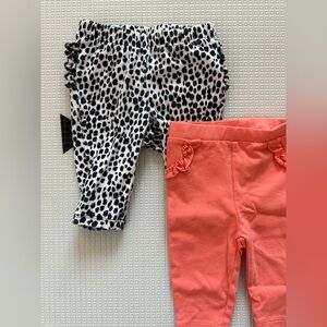 Old Navy|Baby girl cute leggings bundle, animal print and Coral ruffle•••Boho